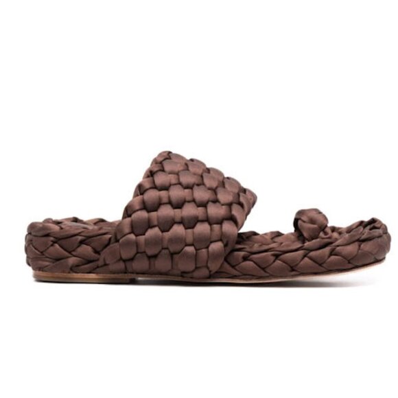 Paloma Barceló Shoes - Paloma Barcelo Braided Satin Sandals Brown Sz 37 / 6 MSRP $338 Slip-On Toe